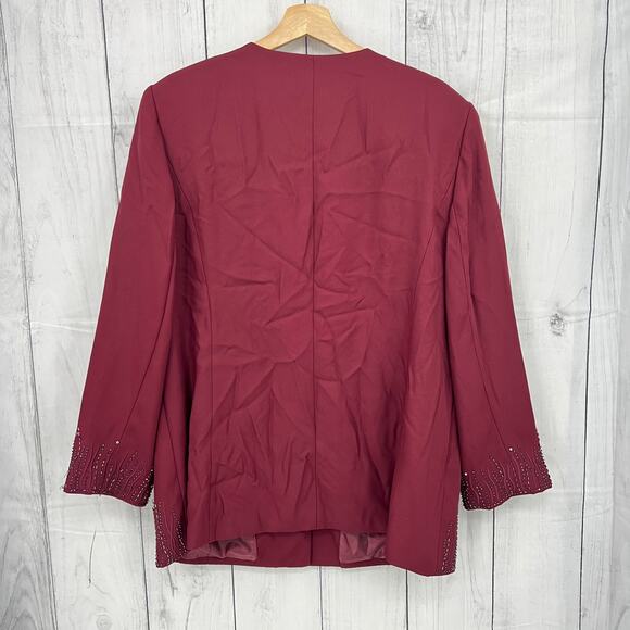 Fifth Sunday (18) VINTAGE 90's Bib Blazer Burgundy Red Beaded Jacket 1990's - Picture 2 of 7
